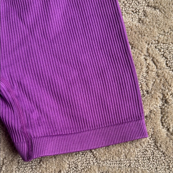 Purple Women's Ribbed Shorts - Picture 2 of 7